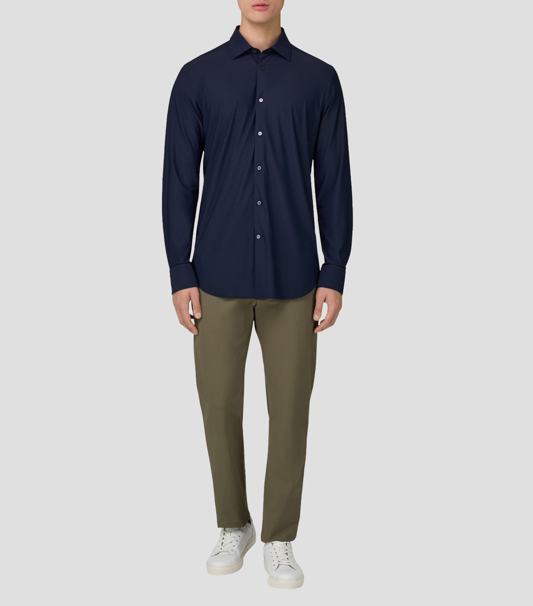 Camisa lisa manga larga Hombre